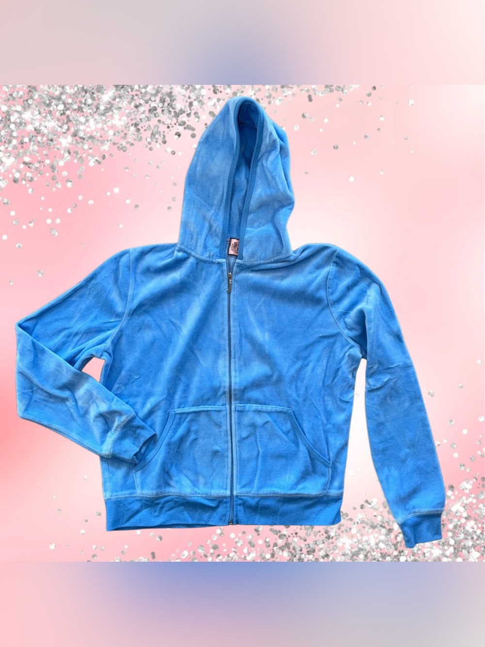 Juicy Couture Sky Blue Velour Zip Hoodie & Joggers - Picture 3 of 14